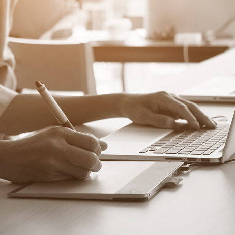 designer using graphics tablet